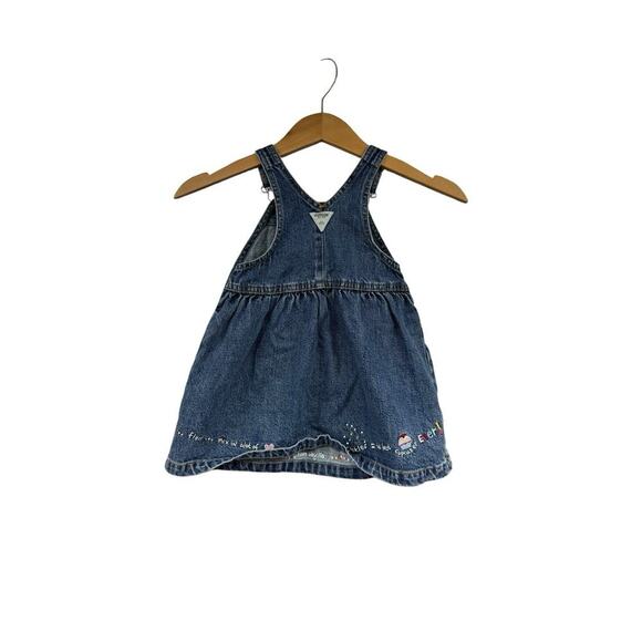 Vintage Oshkosh Denim Jumper Overall Dress Baby Girl Cupcake Birthday 24 Months - Picture 5 of 9